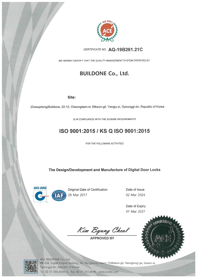 Acquired Quality Management System ISO 9001:2015